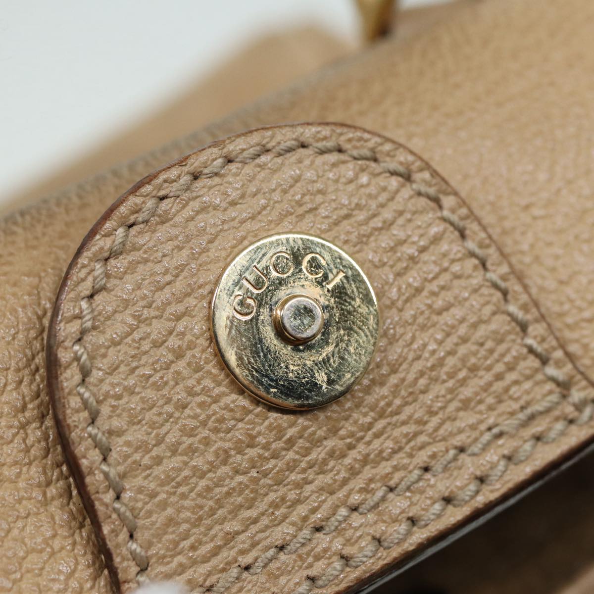 GUCCI Bamboo Hand Bag Suede 2way Beige Gold 007 1793 0238 84637