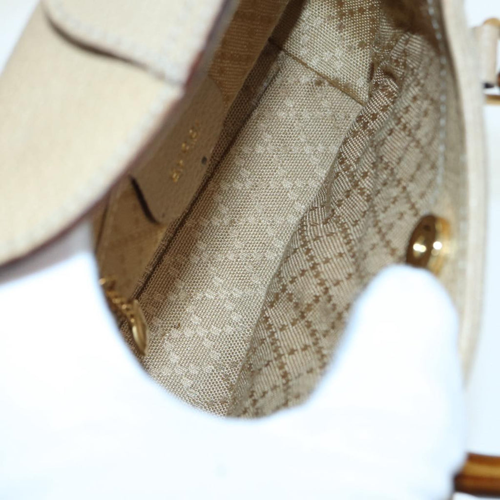 GUCCI Bamboo Hand Bag Suede 2way Beige Gold 007 1793 0238 84637