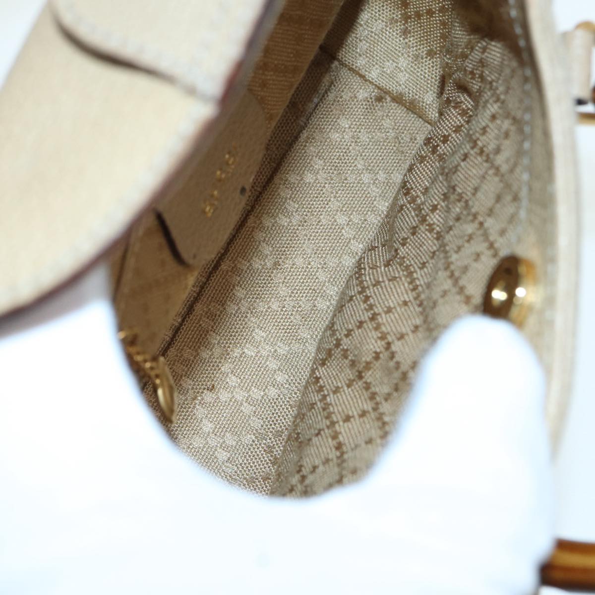 GUCCI Bamboo Hand Bag Suede 2way Beige Gold 007 1793 0238 84637