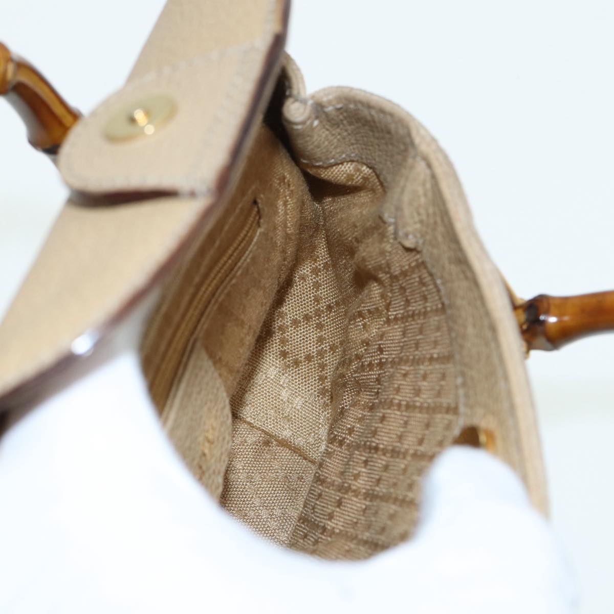 GUCCI Bamboo Hand Bag Suede 2way Beige Gold 007 1793 0238 84637