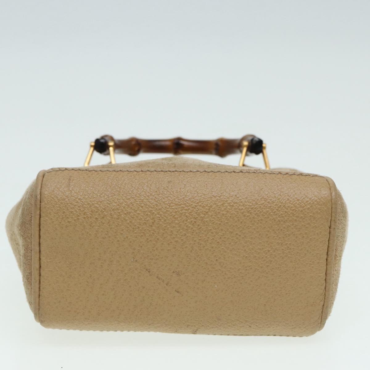 GUCCI Bamboo Hand Bag Suede 2way Beige Gold 007 1793 0238 84637