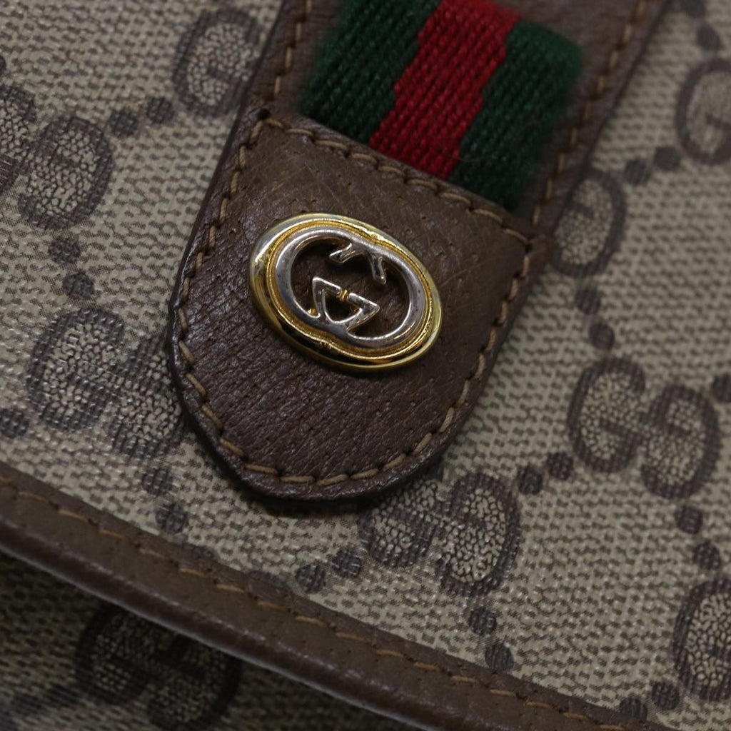 GUCCI GG Supreme Web Sherry Line Clutch Bag PVC Beige Gold 89 01 030 84639
