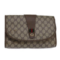 GUCCI GG Supreme Web Sherry Line Clutch Bag PVC Beige Gold 89 01 030 84639