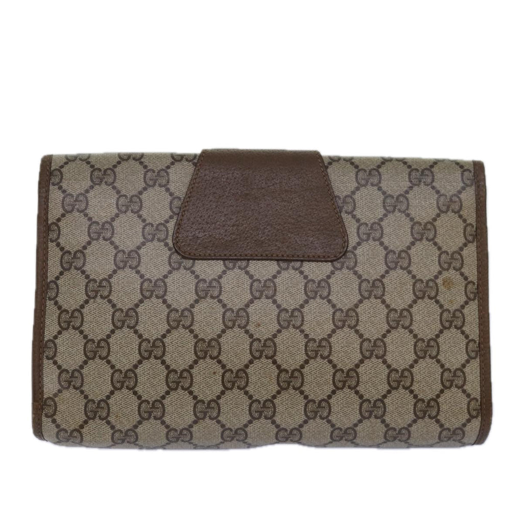 GUCCI GG Supreme Web Sherry Line Clutch Bag PVC Beige Gold 89 01 030 84639