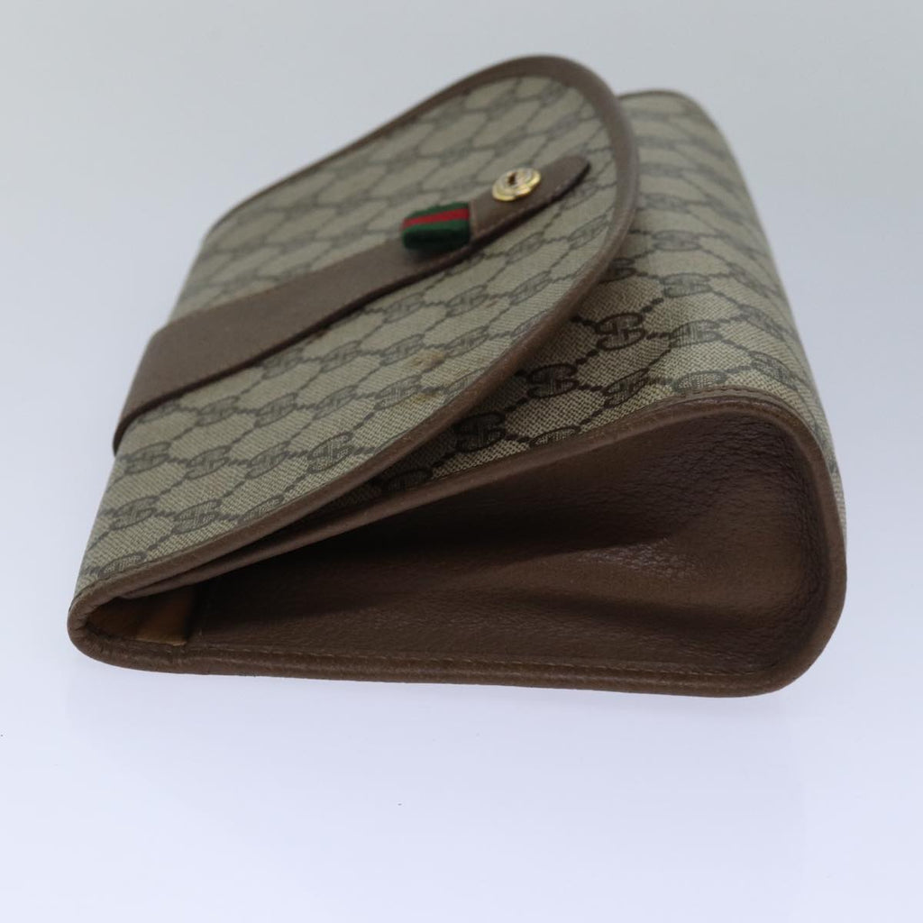 GUCCI GG Supreme Web Sherry Line Clutch Bag PVC Beige Gold 89 01 030 84639