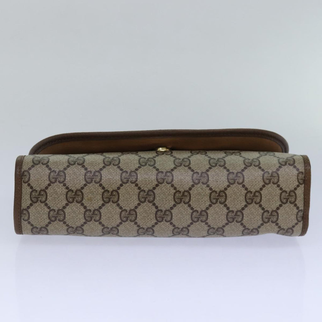 GUCCI GG Supreme Web Sherry Line Clutch Bag PVC Beige Gold 89 01 030 84639