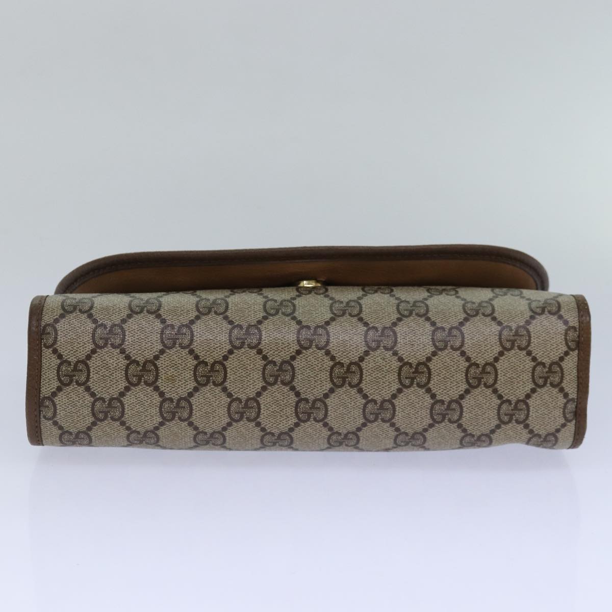 GUCCI GG Supreme Web Sherry Line Clutch Bag PVC Beige Gold 89 01 030 84639