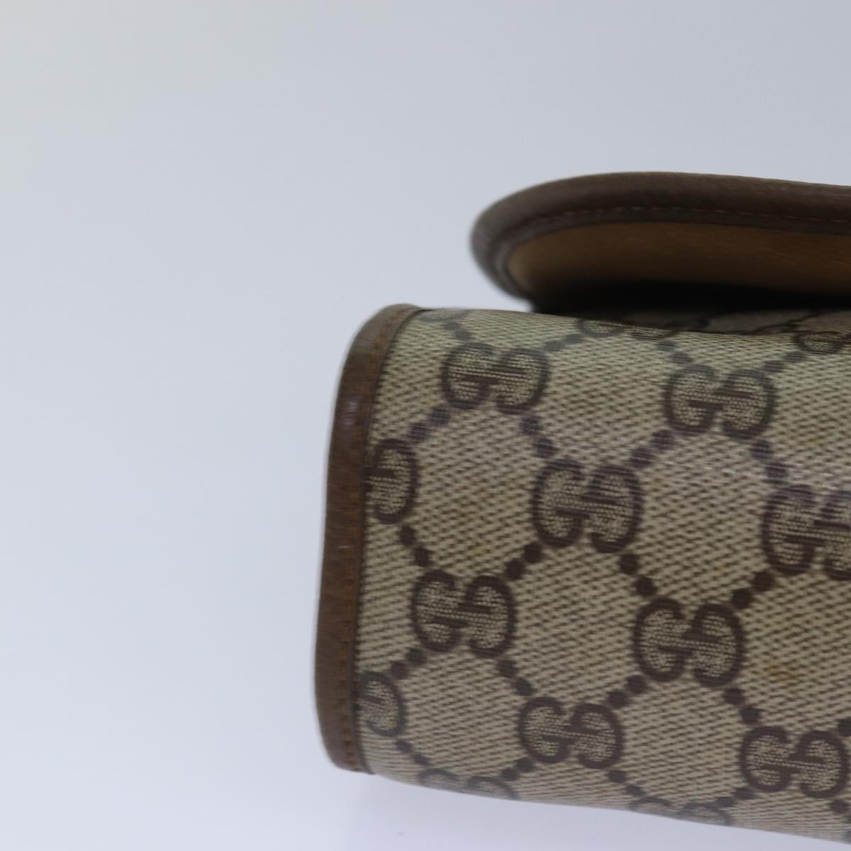 GUCCI GG Supreme Web Sherry Line Clutch Bag PVC Beige Gold 89 01 030 84639
