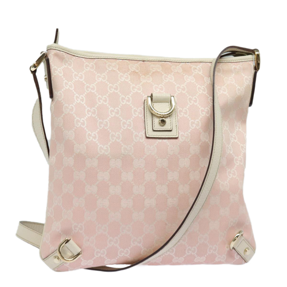 GUCCI GG Canvas Shoulder Bag Pink Gold 131326 84659