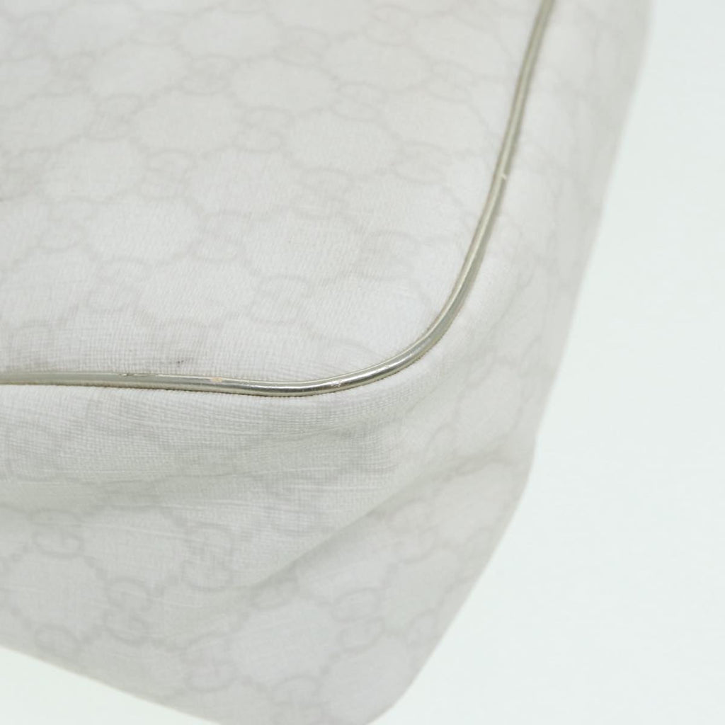 GUCCI GG Supreme Shoulder Bag PVC Leather White Gold 84660