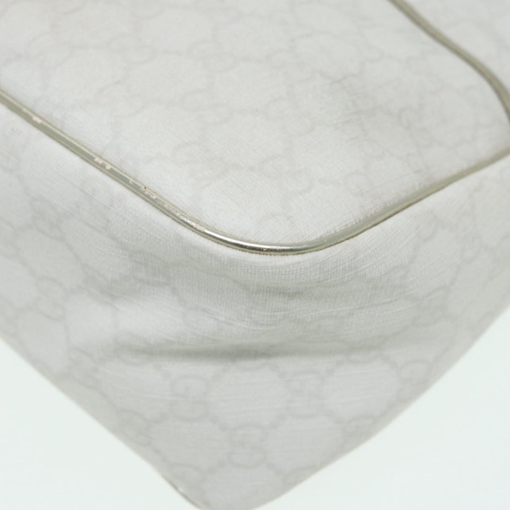 GUCCI GG Supreme Shoulder Bag PVC Leather White Gold 84660