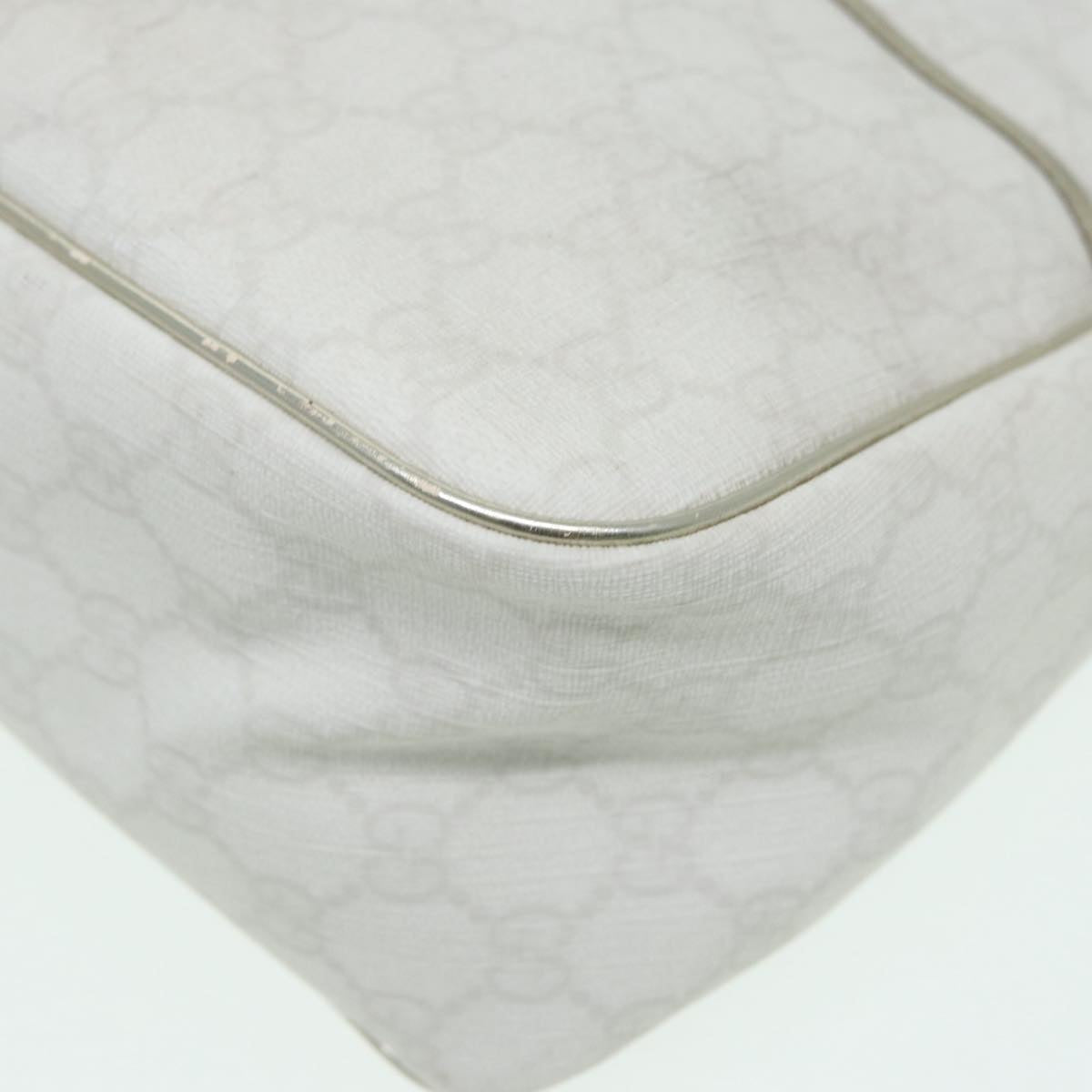 GUCCI GG Supreme Shoulder Bag PVC Leather White Gold 84660