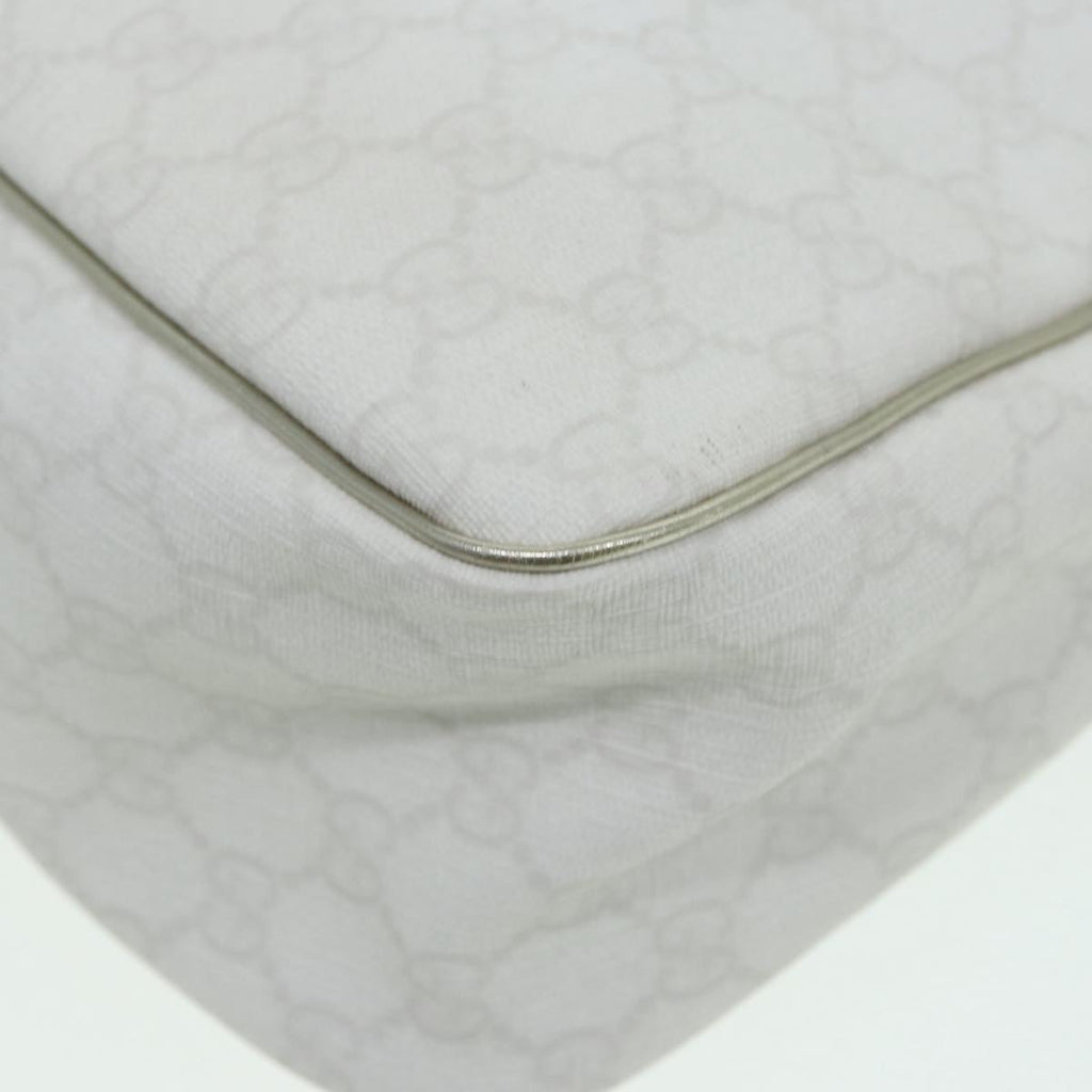 GUCCI GG Supreme Shoulder Bag PVC Leather White Gold 84660