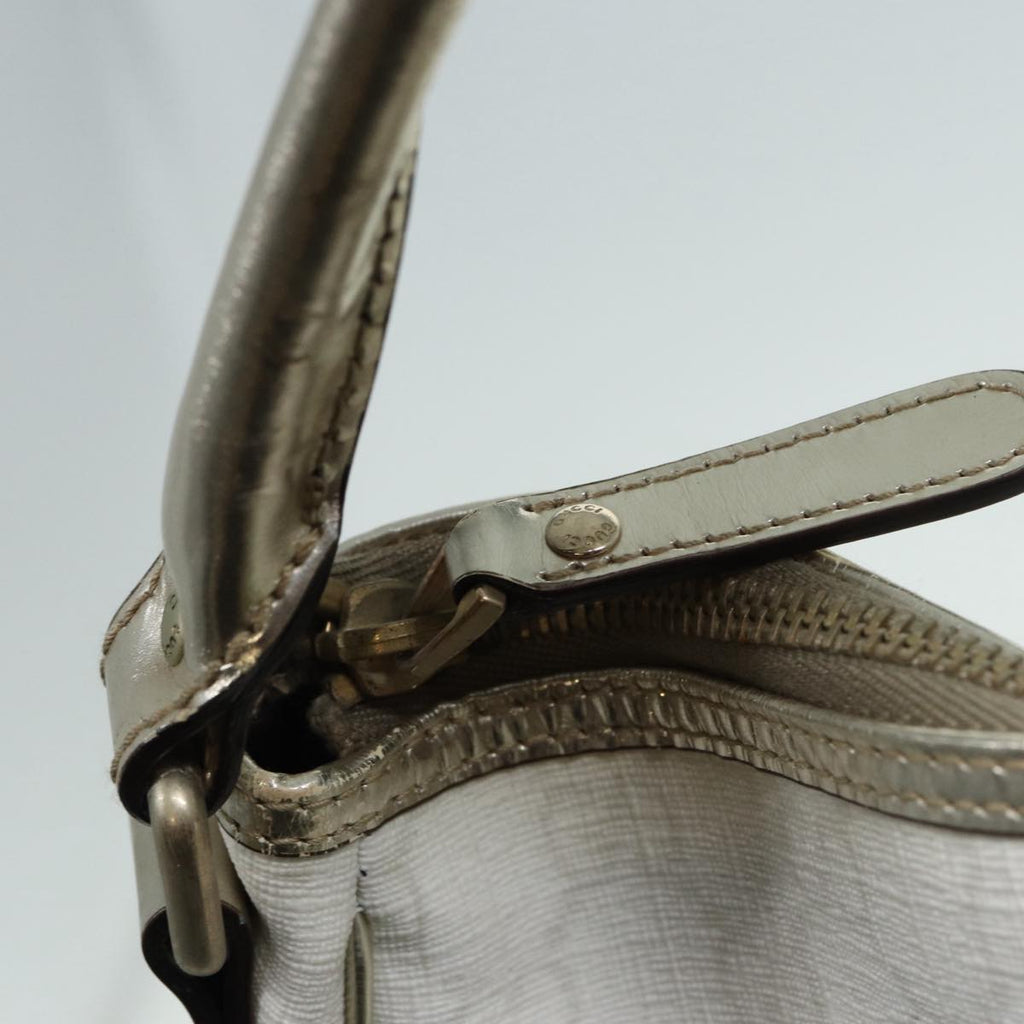 GUCCI GG Supreme Shoulder Bag PVC Leather White Gold 84660