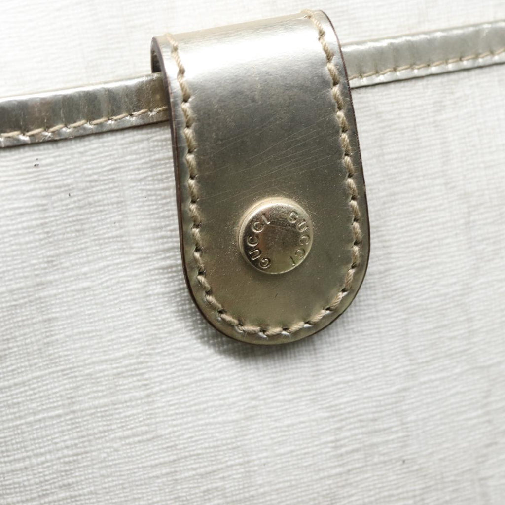 GUCCI GG Supreme Shoulder Bag PVC Leather White Gold 84660