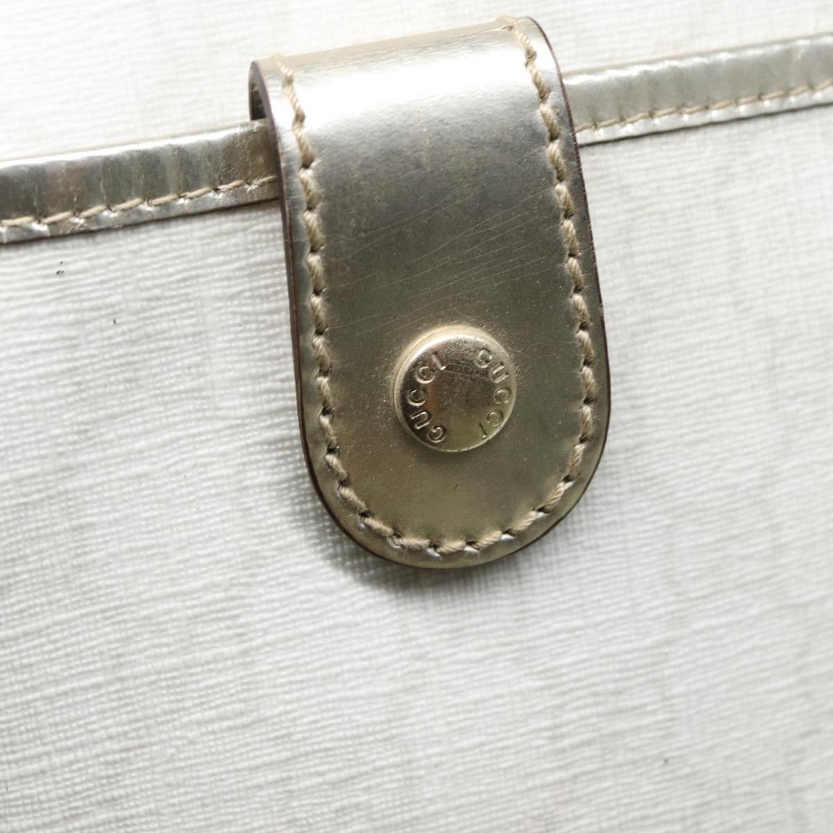GUCCI GG Supreme Shoulder Bag PVC Leather White Gold 84660