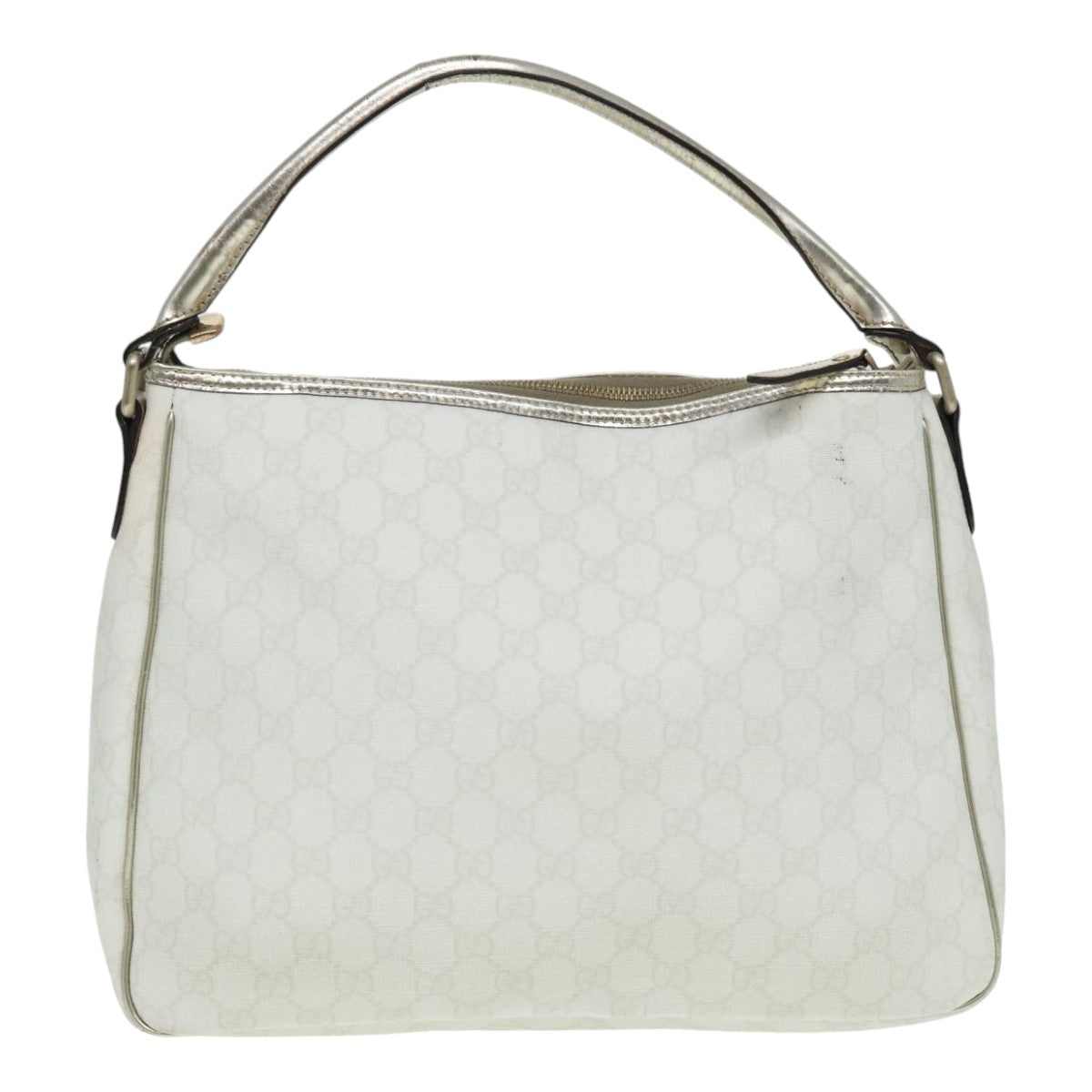 GUCCI GG Supreme Shoulder Bag PVC Leather White Gold 84660