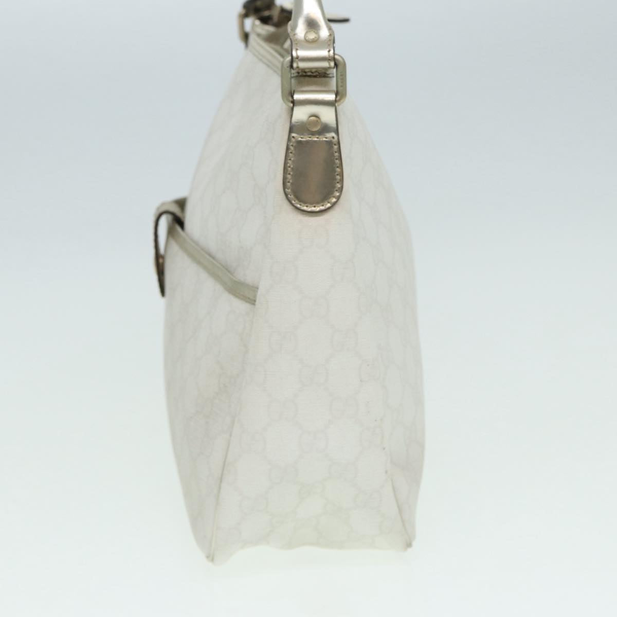 GUCCI GG Supreme Shoulder Bag PVC Leather White Gold 84660