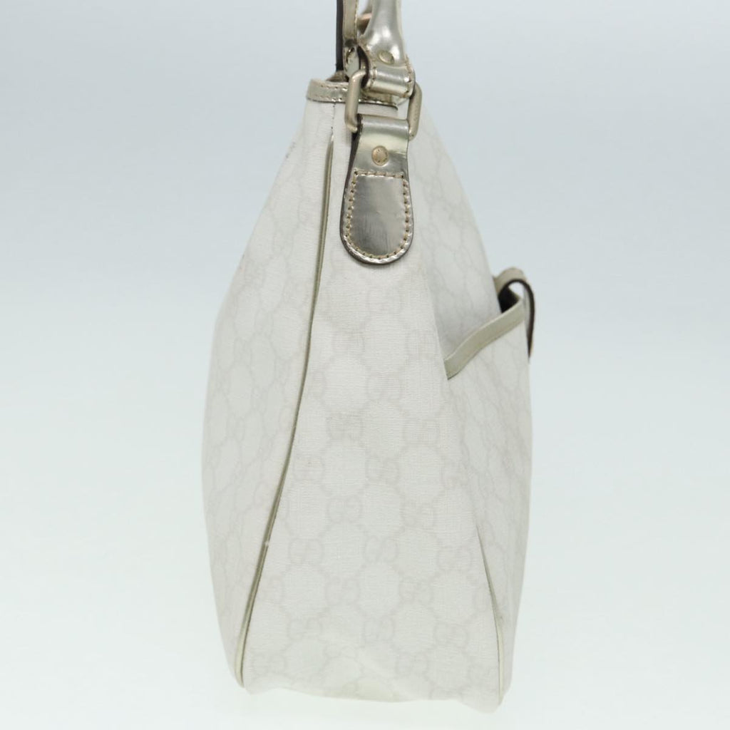 GUCCI GG Supreme Shoulder Bag PVC Leather White Gold 84660