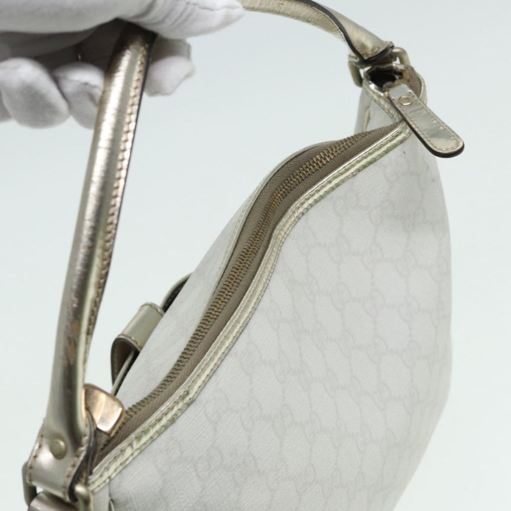 GUCCI GG Supreme Shoulder Bag PVC Leather White Gold 84660