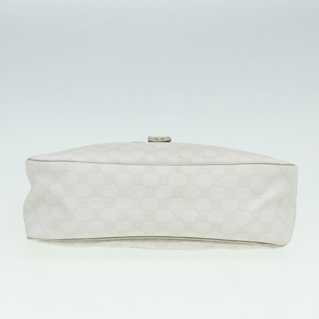 GUCCI GG Supreme Shoulder Bag PVC Leather White Gold 84660