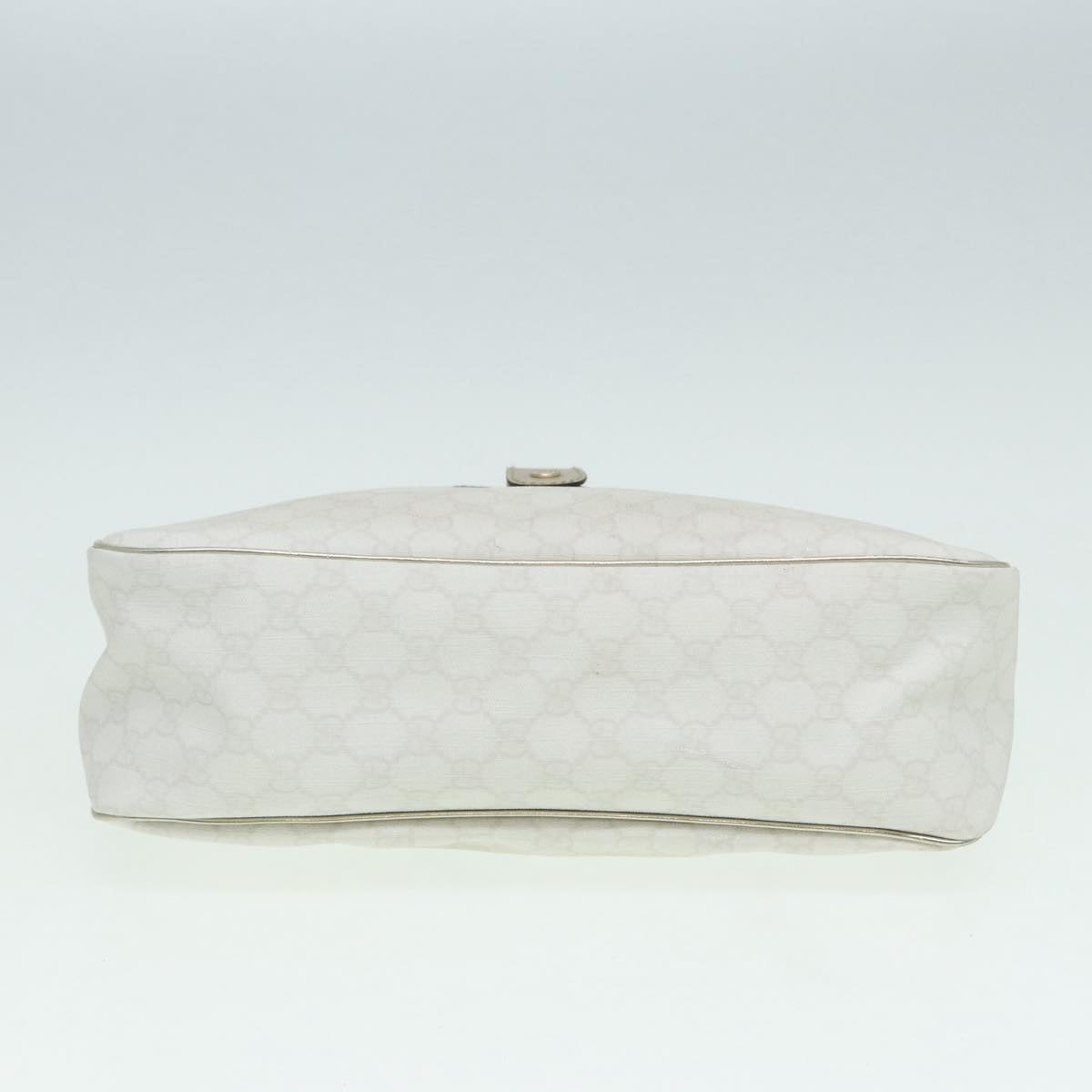 GUCCI GG Supreme Shoulder Bag PVC Leather White Gold 84660