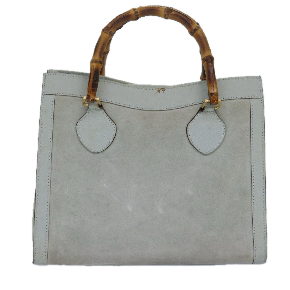 GUCCI Bamboo Hand Bag Suede Light Blue Gold 002 123 0260 84671