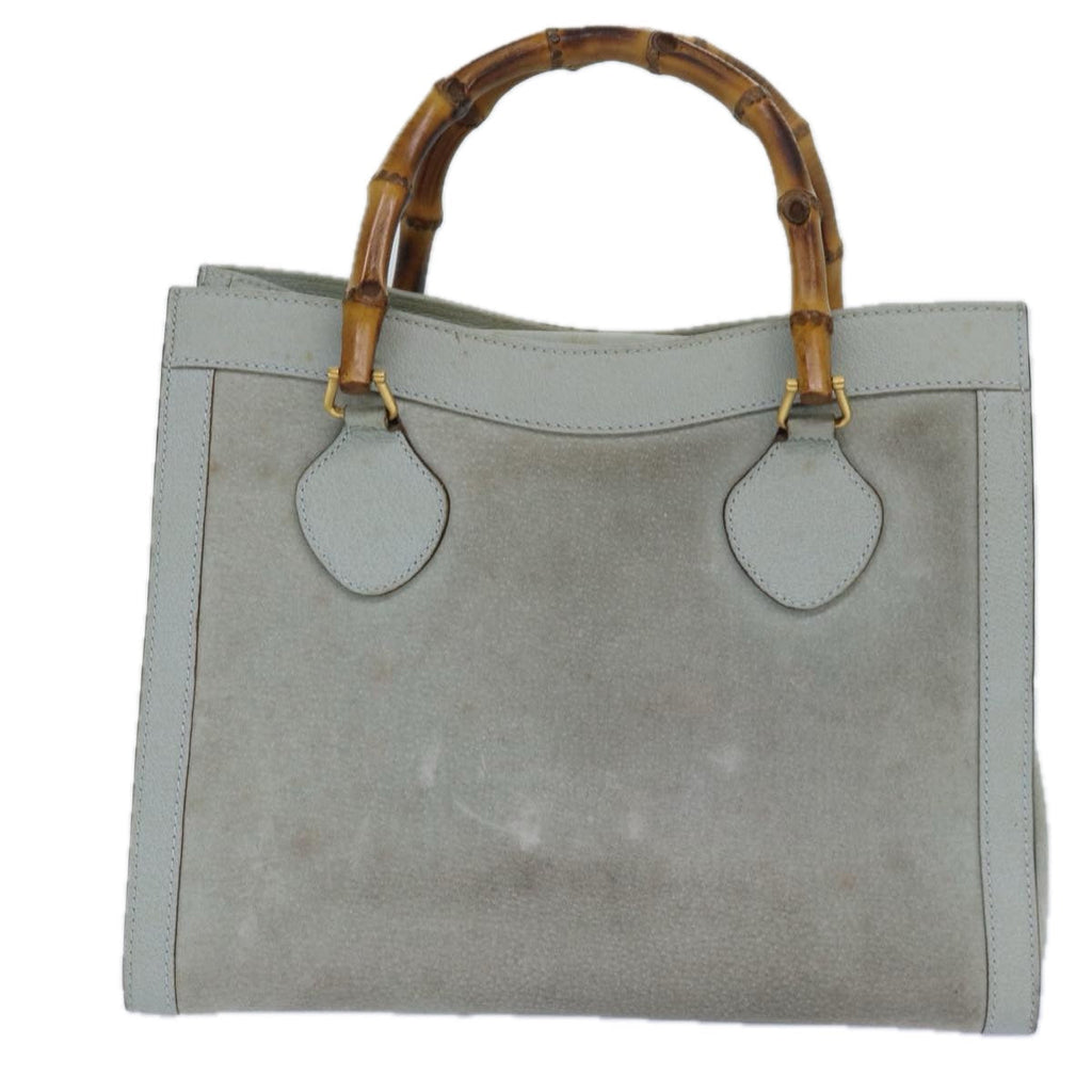GUCCI Bamboo Hand Bag Suede Light Blue Gold 002 123 0260 84671
