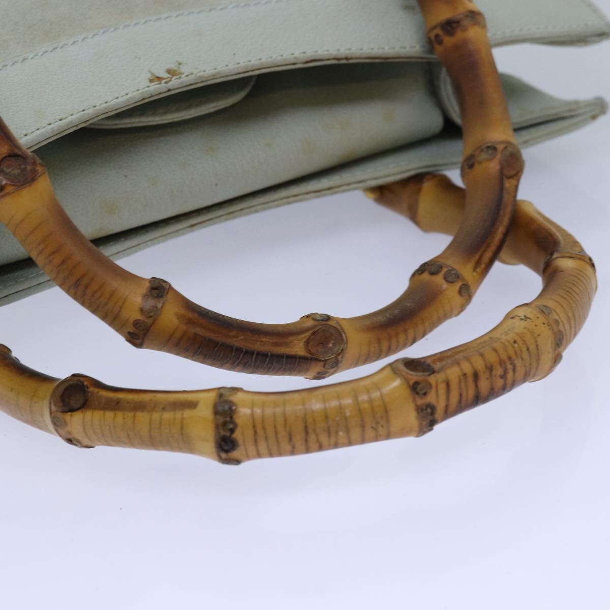 GUCCI Bamboo Hand Bag Suede Light Blue Gold 002 123 0260 84671