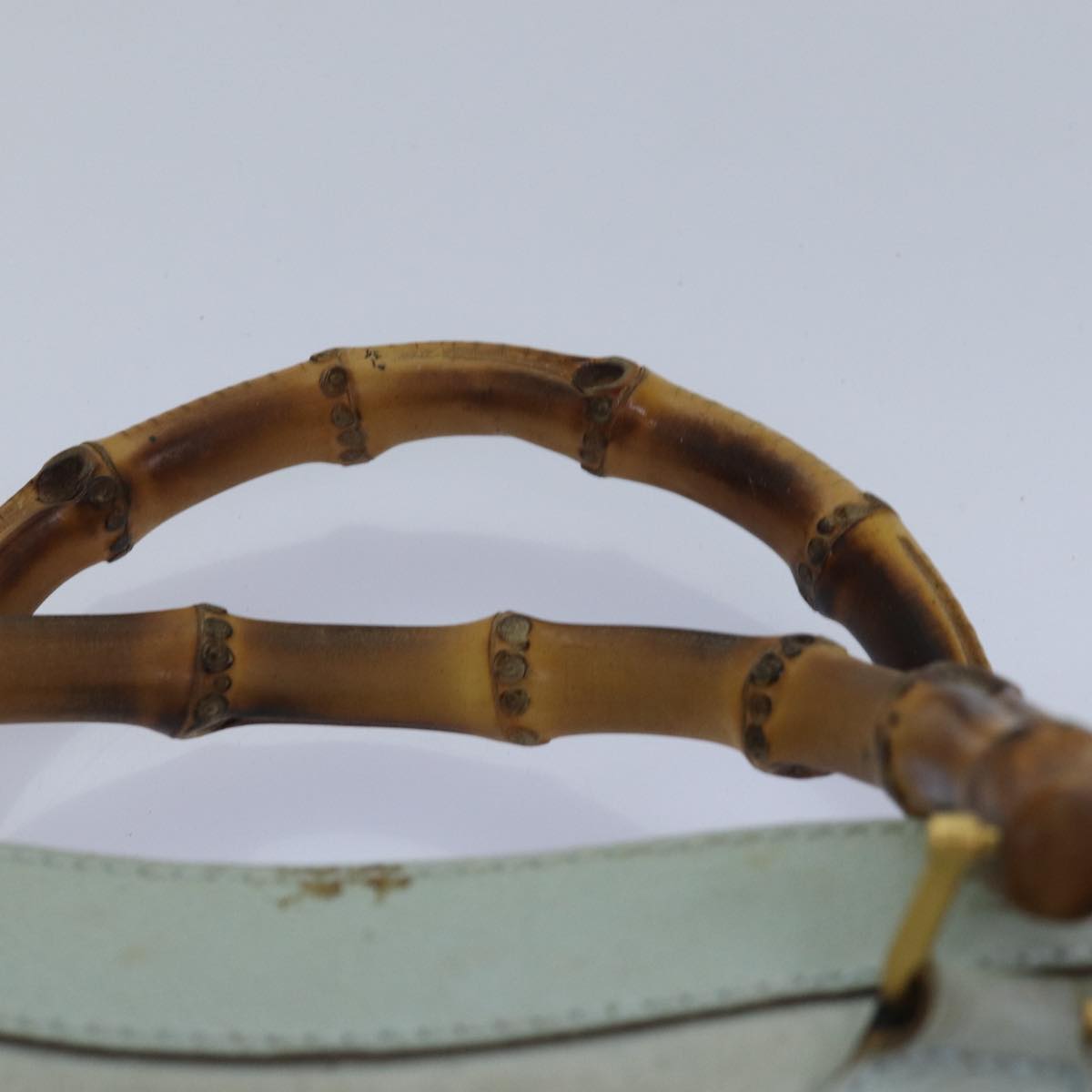 GUCCI Bamboo Hand Bag Suede Light Blue Gold 002 123 0260 84671