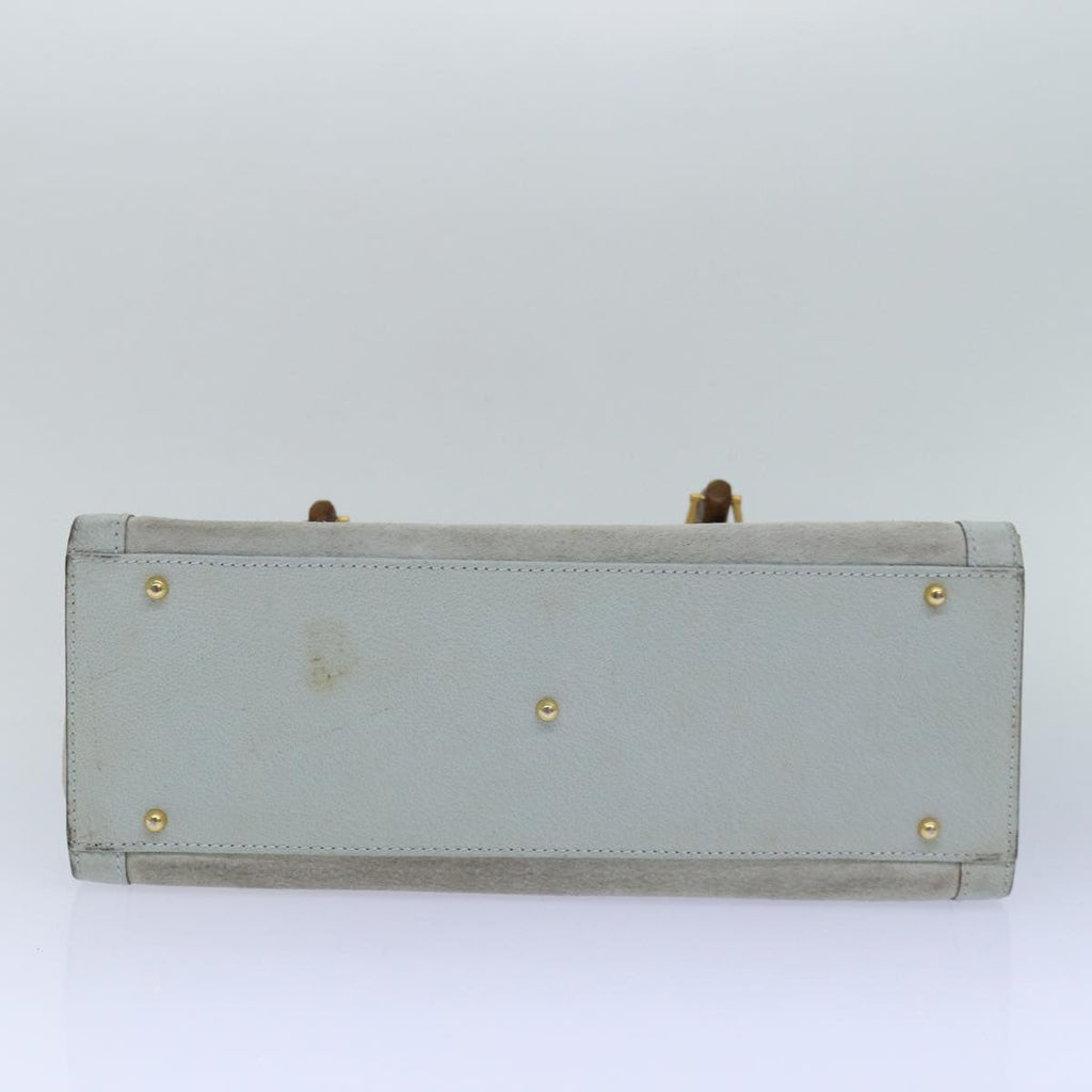 GUCCI Bamboo Hand Bag Suede Light Blue Gold 002 123 0260 84671