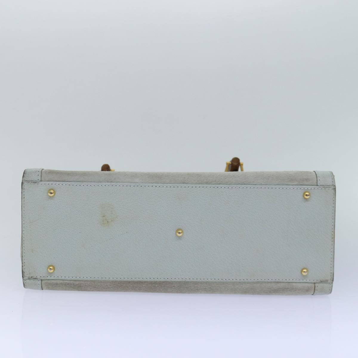 GUCCI Bamboo Hand Bag Suede Light Blue Gold 002 123 0260 84671