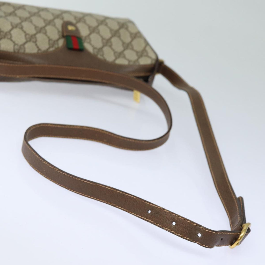 GUCCI GG Supreme Web Sherry Line Shoulder Bag PVC Beige Red 89 02 018 84751