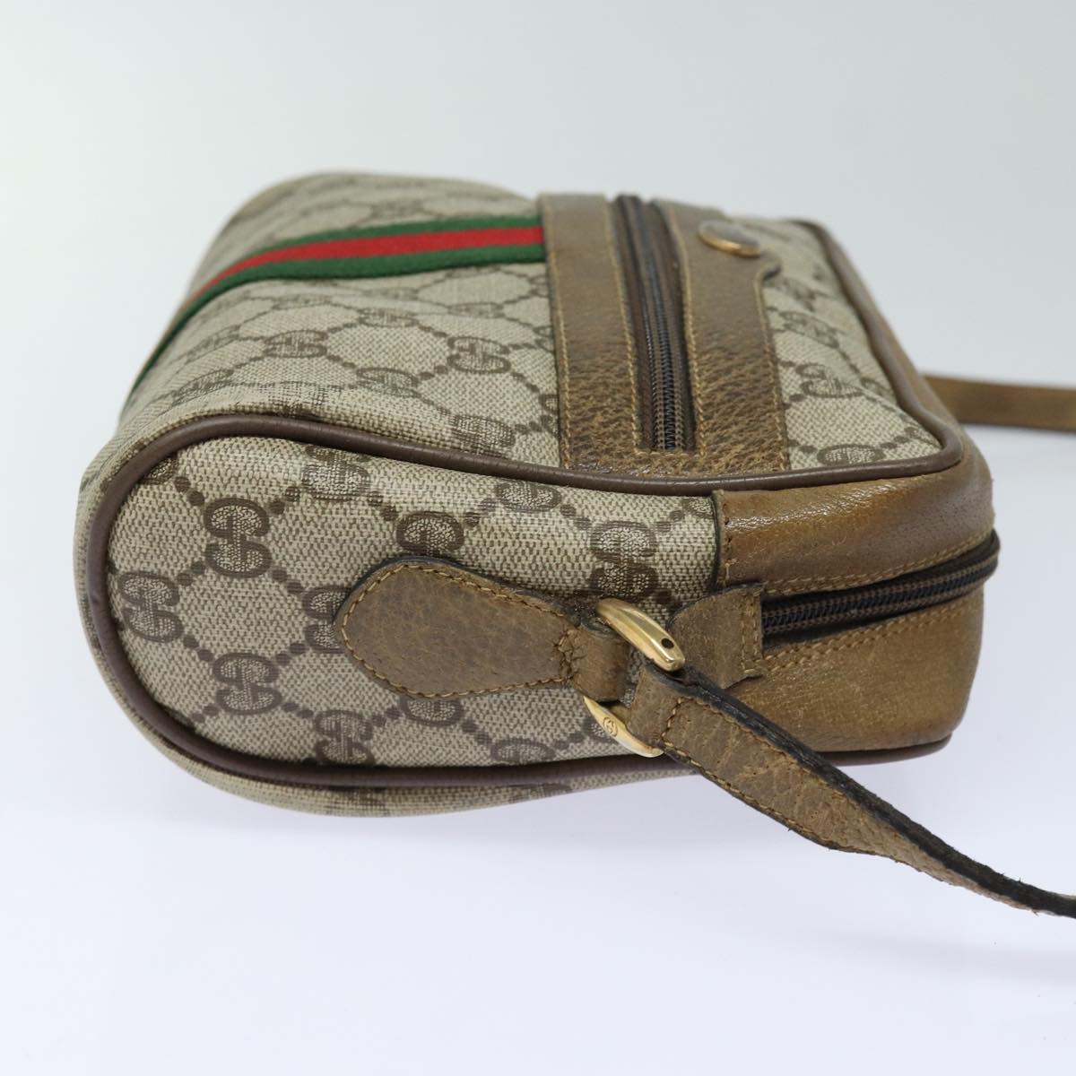 GUCCI GG Supreme Web Sherry Line Shoulder Bag PVC Beige Red 32 02 004 84752
