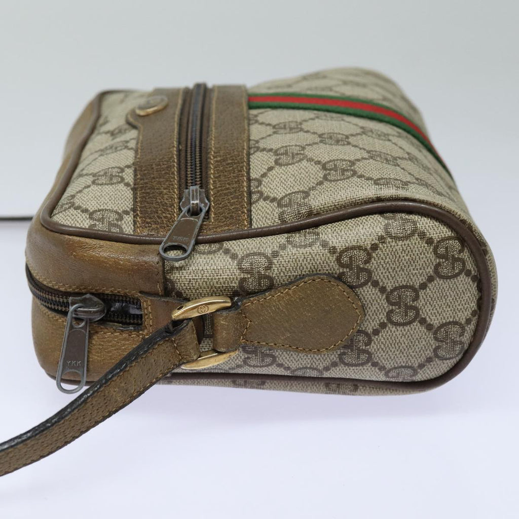 GUCCI GG Supreme Web Sherry Line Shoulder Bag PVC Beige Red 32 02 004 84752