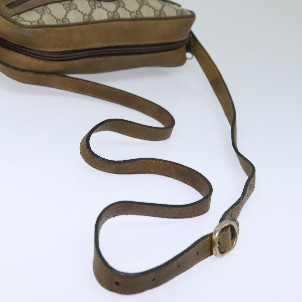 GUCCI GG Supreme Web Sherry Line Shoulder Bag PVC Beige Red 32 02 004 84752