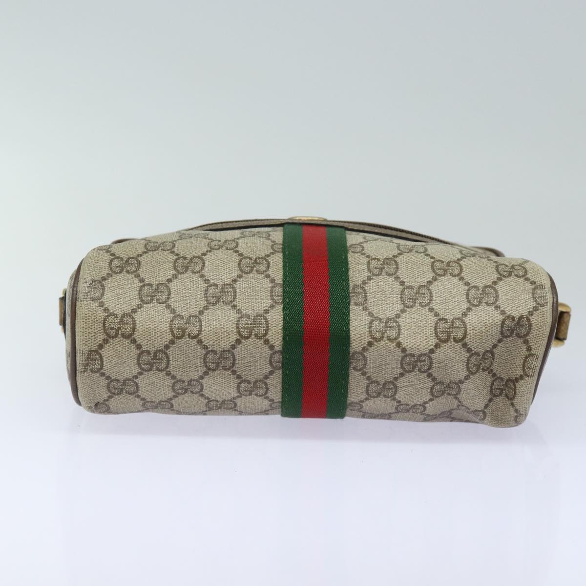 GUCCI GG Supreme Web Sherry Line Shoulder Bag PVC Beige Red 32 02 004 84752