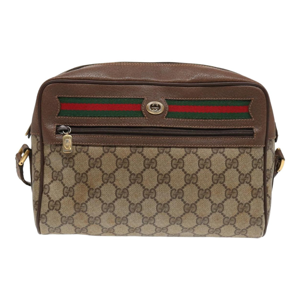 GUCCI GG Supreme Web Sherry Line Shoulder Bag PVC Beige Red 56 02 088 84753