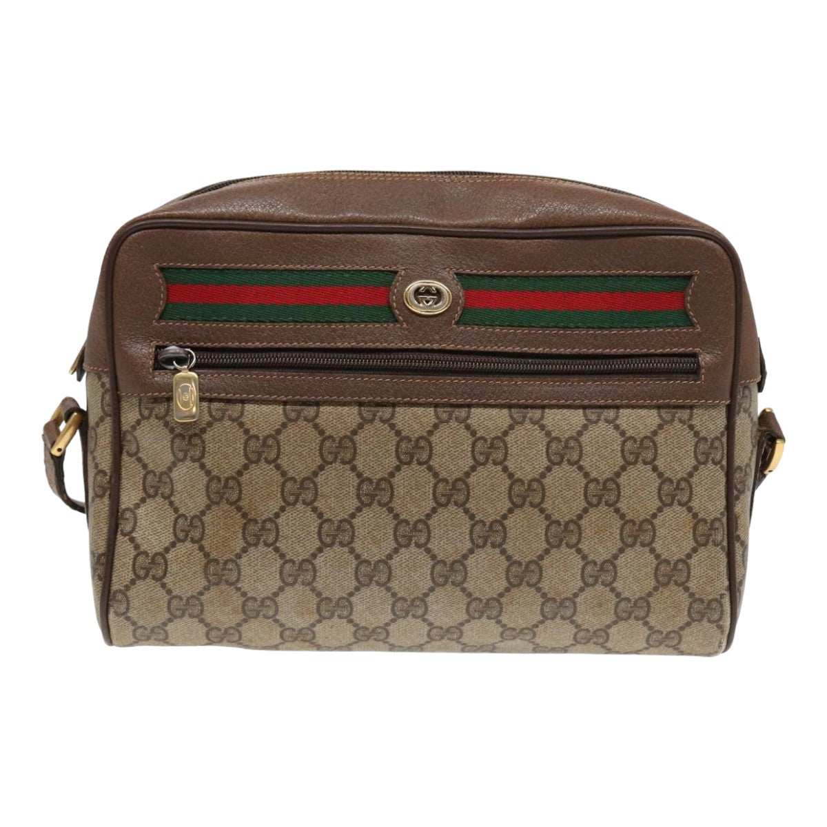GUCCI GG Supreme Web Sherry Line Shoulder Bag PVC Beige Red 56 02 088 84753