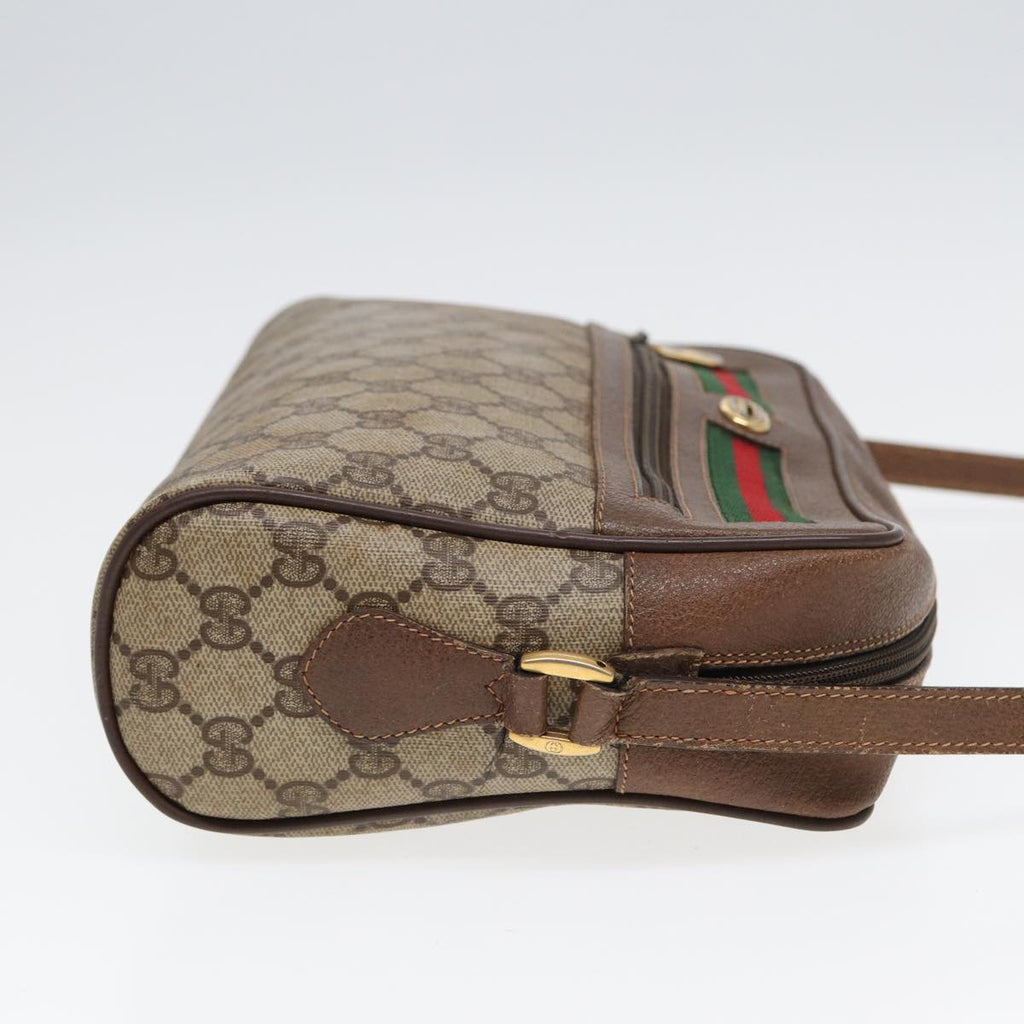 GUCCI GG Supreme Web Sherry Line Shoulder Bag PVC Beige Red 56 02 088 84753