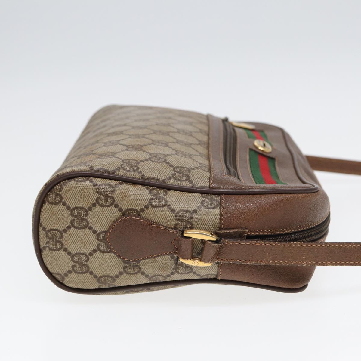 GUCCI GG Supreme Web Sherry Line Shoulder Bag PVC Beige Red 56 02 088 84753