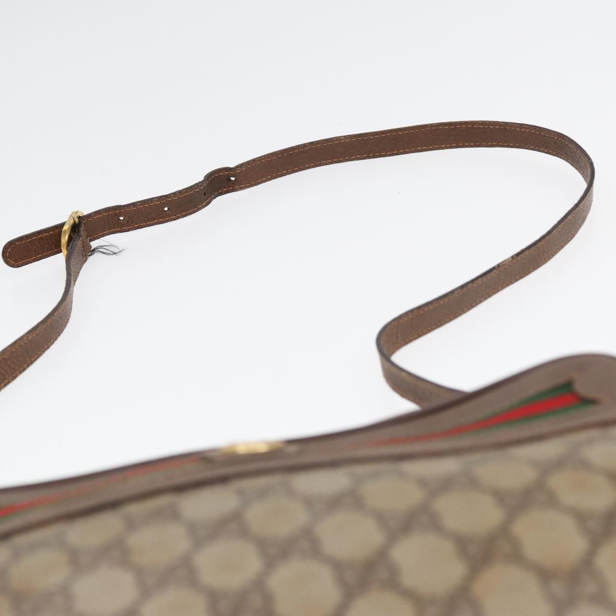 GUCCI GG Supreme Web Sherry Line Shoulder Bag PVC Beige Red 56 02 088 84753