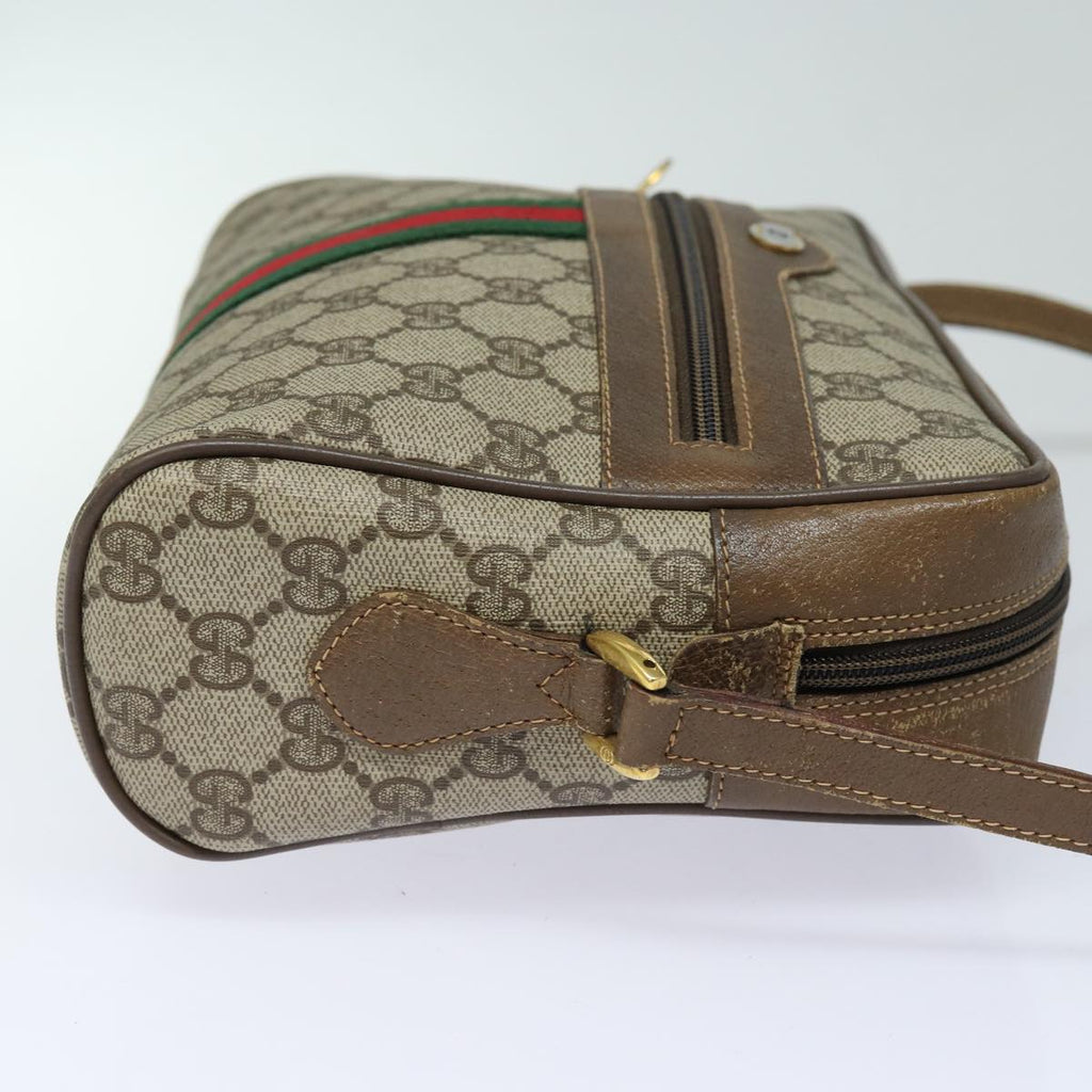 GUCCI GG Supreme Web Sherry Line Shoulder Bag PVC Beige Red 56 02 005 84754