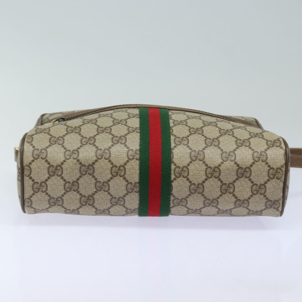 GUCCI GG Supreme Web Sherry Line Shoulder Bag PVC Beige Red 56 02 005 84754