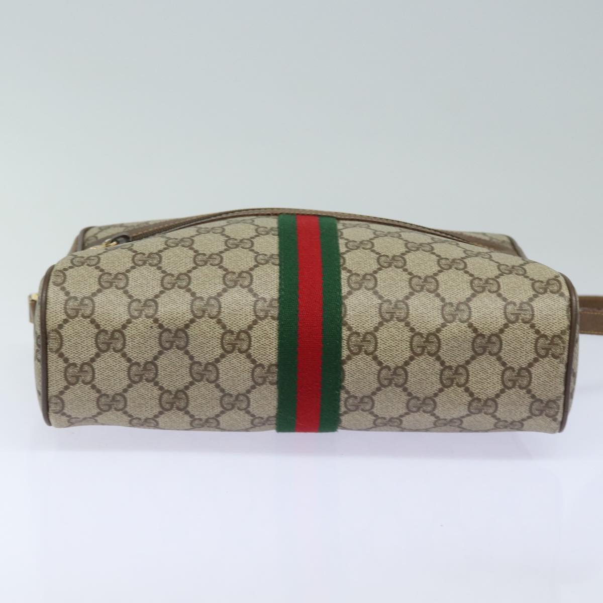GUCCI GG Supreme Web Sherry Line Shoulder Bag PVC Beige Red 56 02 005 84754