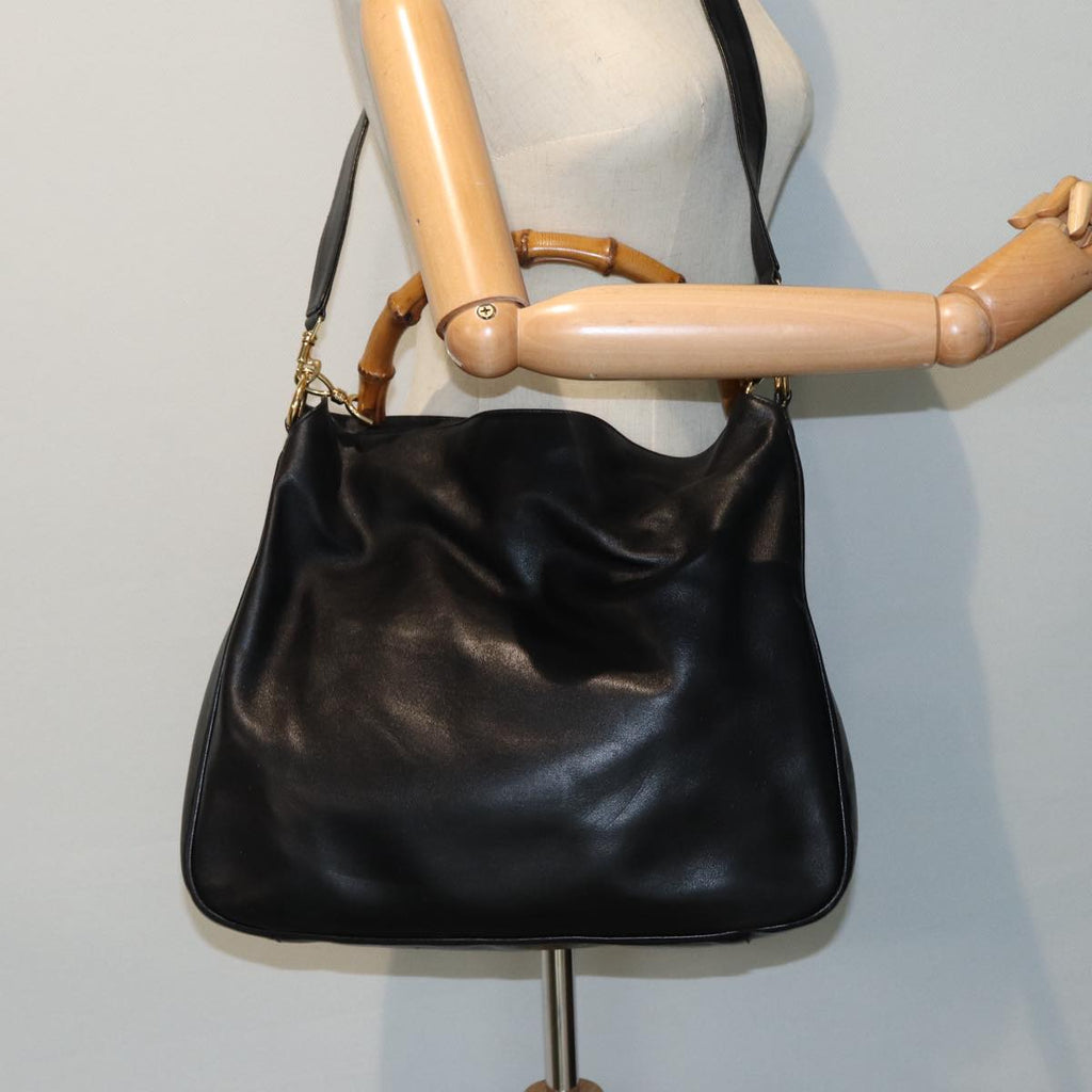 GUCCI Bamboo Shoulder Bag Leather 2way Black 001 0166 1577 84761