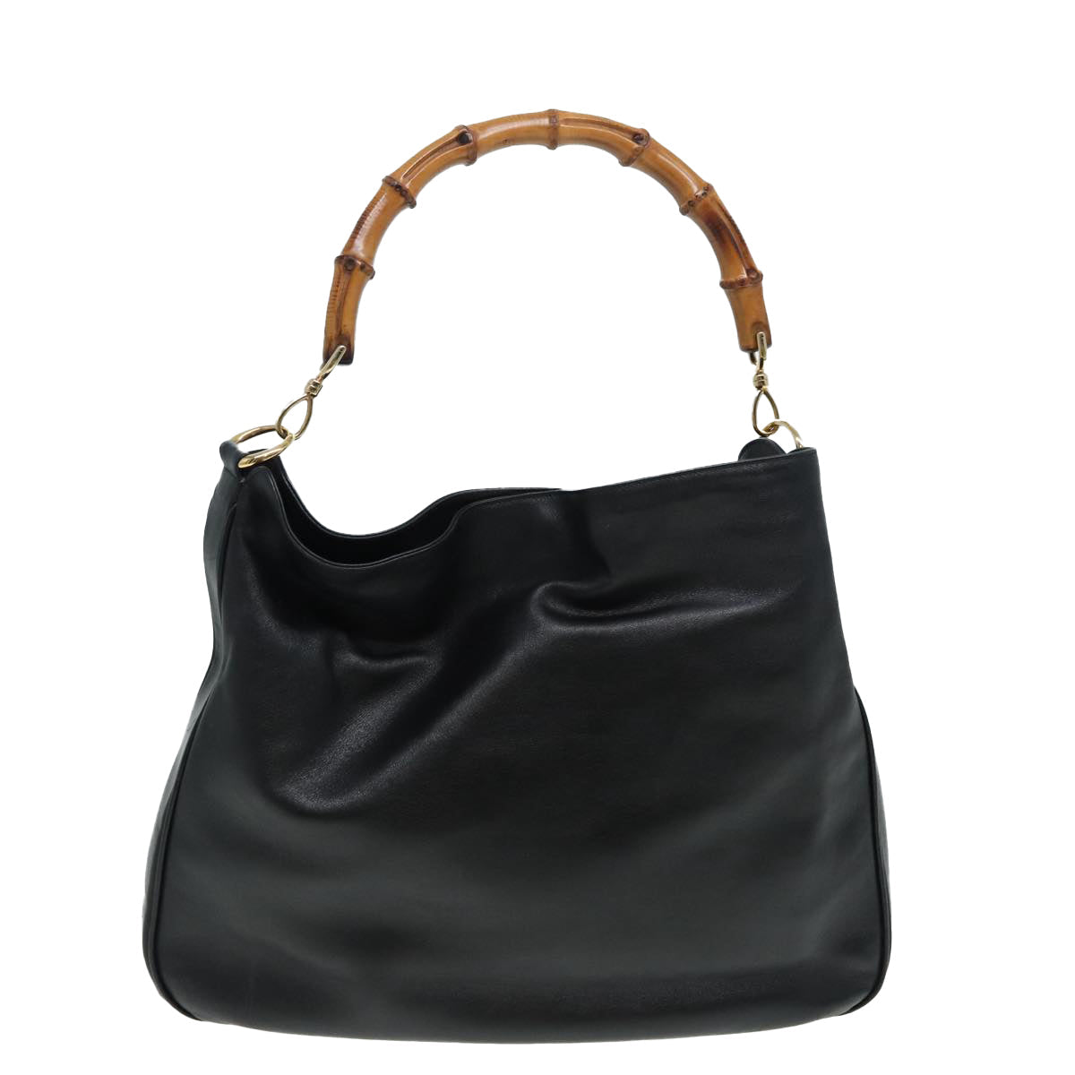 GUCCI Bamboo Shoulder Bag Leather 2way Black 001 0166 1577 84761