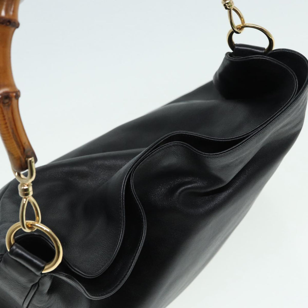 GUCCI Bamboo Shoulder Bag Leather 2way Black 001 0166 1577 84761
