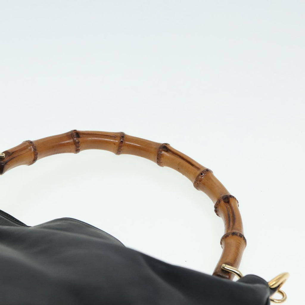 GUCCI Bamboo Shoulder Bag Leather 2way Black 001 0166 1577 84761