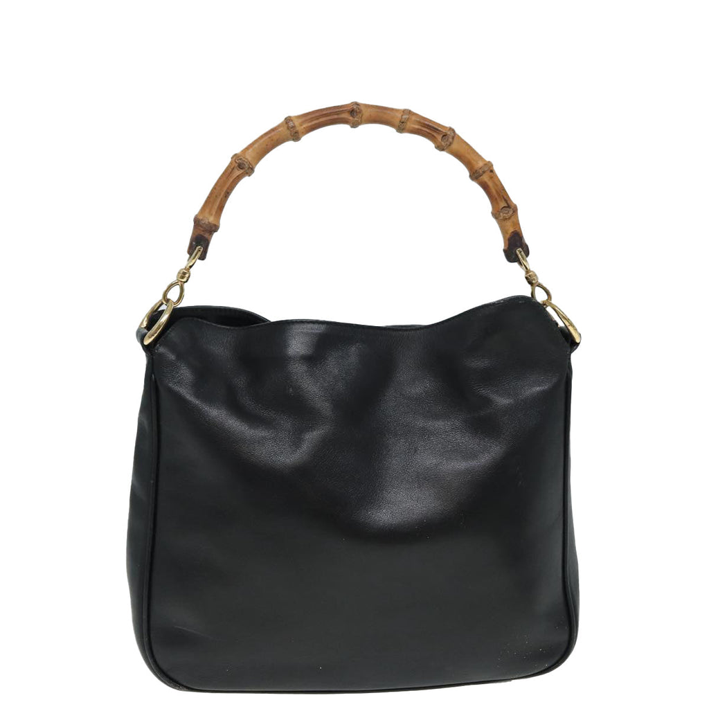 GUCCI Bamboo Shoulder Bag Leather 2way Black 84762